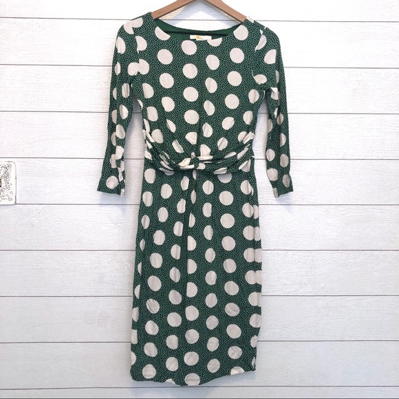 Boden Dresses & Skirts - Boden Michelle Jersey Green Polka Dot Dress